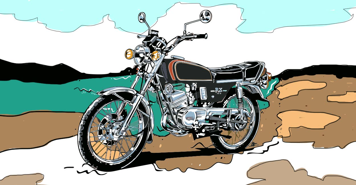 Rx 100 | Bike drawing, Yamaha rx100, Motorcycle illustration